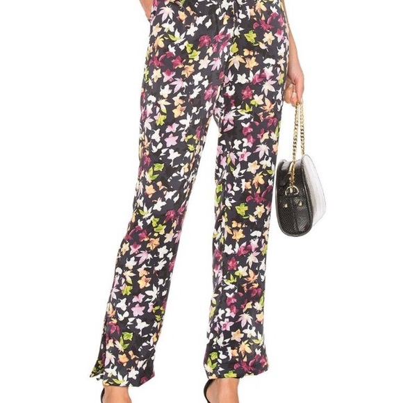 Equipment Femme Florence 100% Silk Trouser Pants Multi Floral Straight Leg - Picture 2 of 6